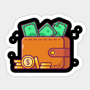 Wallet with money cartoon Sticker